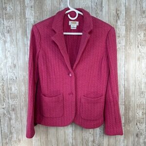 Talbots Petites Women's Jacket Blazer Knit Wool‎ Cable Pink Vintage Small S